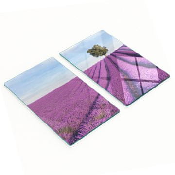 Ukrasne staklene kuhinjske daske za rezanje s motivom polja lavande 2x30x52 cm