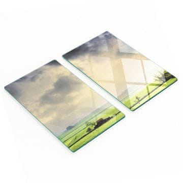 Set kaljenih staklenih kuhinjskih daski s uzorkom polja 2x30x52 cm