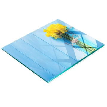 Staklena dekorativna ploča za posluživanje grickalica buket narcisa 60x52 cm