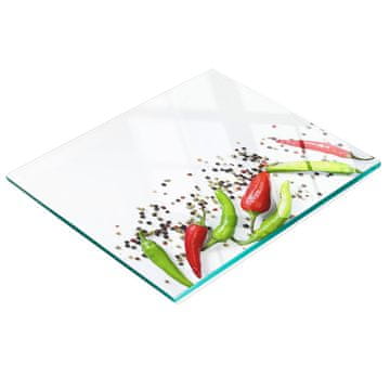 Kuhinjska višenamjenska dekorativna staklena daska s paprikom čili 60x52 cm