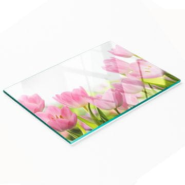 Dekorativna staklena daska za rezanje, ružičasti tulipani, 80x52 cm