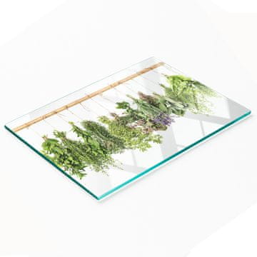 Staklena kuhinjska daska za rezanje s grafikom Sznurek ziołowy 80x52 cm