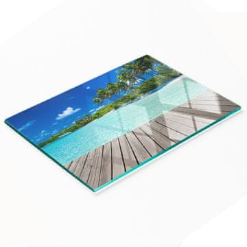 tulup.cz Dekorativna staklena daska za rezanje u kuhinji Tropska plaža 80x52 cm