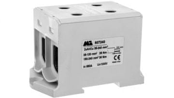 em 2-tračni spojnik tračnica 35-240 mm2 sivi euro multiOTL 240 2xAl/Cu 607240