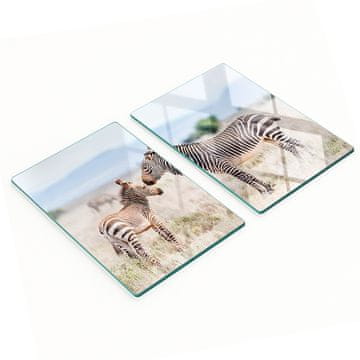 Set dvije ukrasne staklene kuhinjske daske, planine zebre, 2x40x52 cm