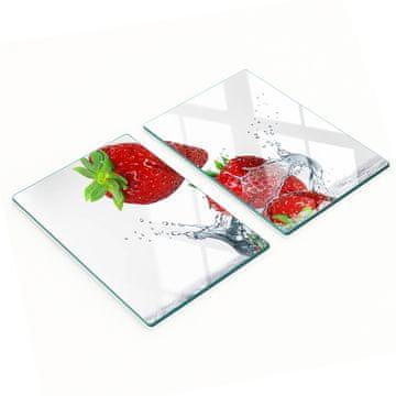 Kaljeno stakleno kuhinjsko daska s grafikom jagode i voda 2x40x52 cm