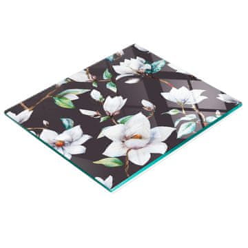 Staklena dekorativna ploča za posluživanje grickalica cvjetovi magnolije 60x52 cm