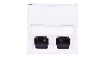 LEGRAND MOSAIC Dvostruka računalna utičnica RJ45 cat.6 UTP 2M 45 stupnjeva bijela 076504