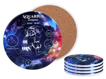 Carmani SET OD 4 KERAMIČKA PODLOGA ZA ČAŠE S ZNAKOVIMA ZODIJAKA, VODENAKOM, PODLOGA ZA ŠALICU, POKLON