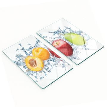 Staklene kuhinjske daske za rezanje s grafikom marelica jabuka 2x30x52 cm