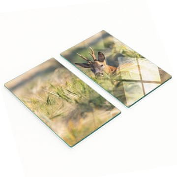 Set od dvije ukrasne staklene kuhinjske daske Motiv jelena 2x30x52 cm