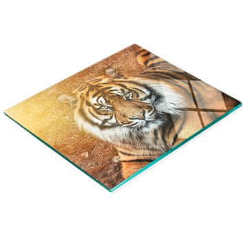 Ukrasna staklena daska za rezanje i posluživanje Bengalski tigar 60x52 cm