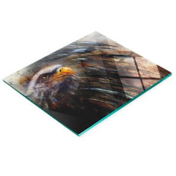 Ukrasna kuhinjska staklena daska za rezanje i posluživanje orao 60x52 cm