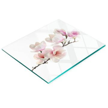 Ukrasna staklena kuhinjska daska za rezanje s grafikom magnolija 60x52 cm