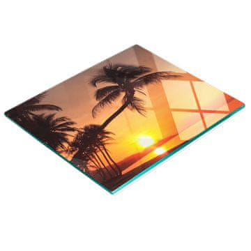 Kaljena staklena daska za kuhanje s ukrasnom grafikom plaža sun 60x52 cm