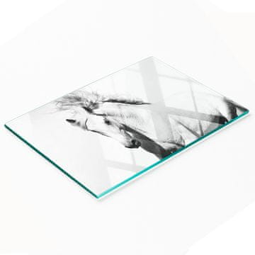 Kaljena staklena kuhinjska daska s ukrasnom grafikom Bijeli konj 80x52 cm
