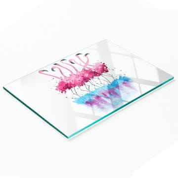 tulup.cz Staklena daska za rezanje za kuhinju s ukrasnom grafikom flaminga 80x52 cm