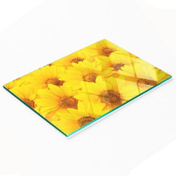 Kuhinjska višenamjenska dekorativna daska od kaljenog stakla s motivom suncokreta 80x52 cm