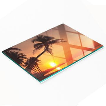 tulup.cz Kaljeno staklo Kuhinjska ploča s dekorativnom grafikom Beach Sun 80x52 cm