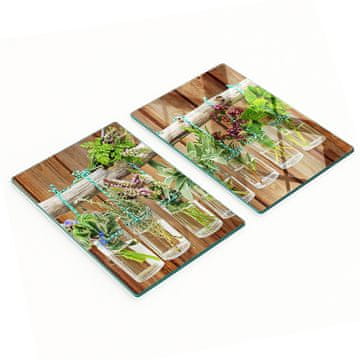 tulup.cz Staklene daske za rezanje za kuhinju s grafikom začinskog bilja u staklenkama 2x40x52 cm