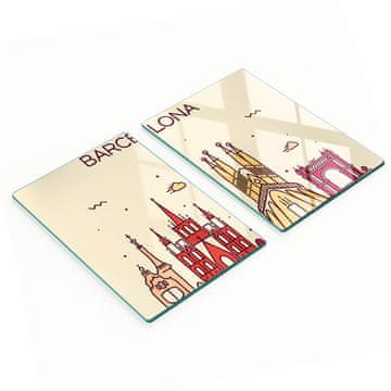 tulup.cz Staklene daske za rezanje za kuhinju s grafičkim natpisom Barcelona 2x40x52 cm