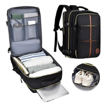 RUKSAK ZA KABINSKO PUTOVANJE U AVIONU, VODOOTPORNA PRTLJAG 42X28X21 CM, USB