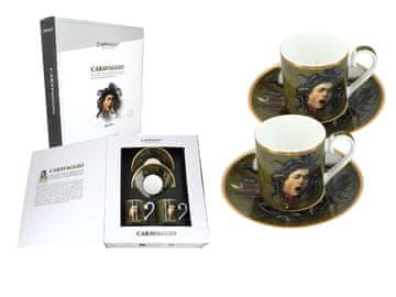 Carmani SET OD 2 CARAVAGGIO ŠALICE ZA ESPRESSO, UMJETNOST GLAVE MEDUZE, PORCULAN