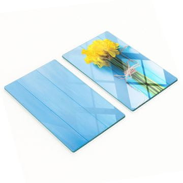 Ukrasne staklene ploče za rezanje i posluživanje, buket narcisa 2x30x52 cm