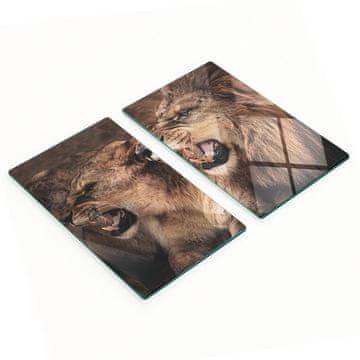 Ukrasne staklene daske za rezanje i posluživanje Ričući lavovi 2x30x52 cm