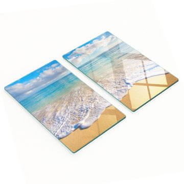 Komplet dviju ukrasnih staklenih kuhinjskih daski Plaža Havaji 2x30x52 cm