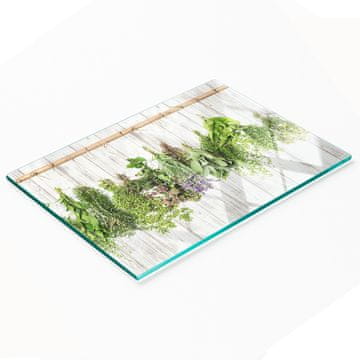 tulup.cz Dekorativna staklena daska za posluživanje grickalica s vijencem začinskog bilja 80x52 cm