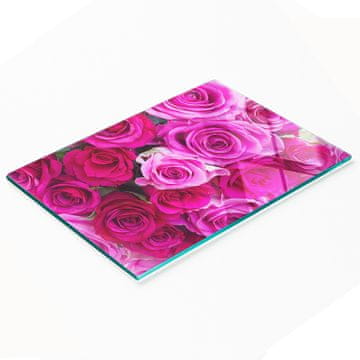 Staklena ukrasna ploča za serviranje zalogaja buket ruža 80x52 cm