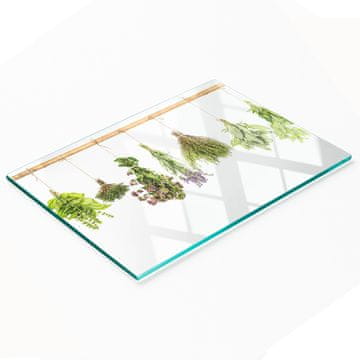 tulup.cz Dekorativna staklena daska za posluživanje grickalica s vijencem začinskog bilja 80x52 cm