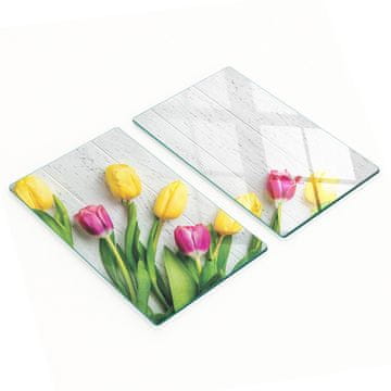 Ukrasne staklene daske za rezanje za kuhinju, žuti tulipani, 2x30x52 cm