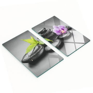 Set dviju ukrasnih staklenih kuhinjskih dasaka, zen kamenje 2x30x52 cm