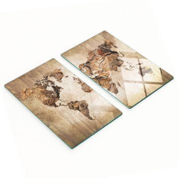 Staklene ploče za posluživanje grickalica drvena karta svijeta 2x30x52 cm
