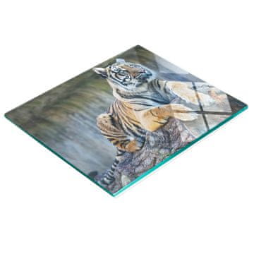 Kuhinjska višenamjenska dekorativna daska od kaljenog stakla Tigar 60x52 cm