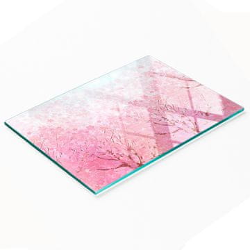 Kuhinjska višenamjenska dekorativna staklena daska s cvjetovima trešnje 80x52 cm