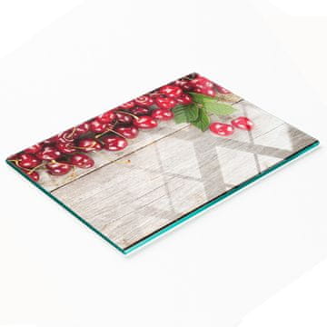 Kaljena staklena kuhinjska daska s grafikom trešanja na drvetu 80x52 cm