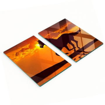 Set od dvije ukrasne staklene kuhinjske daske, sunčani konj, 2x40x52 cm