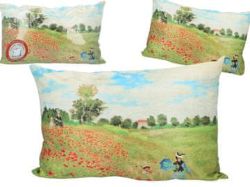 Carmani VELIKI DEKORATIVNI JASTUK CLAUDE MONET UMJETNIČKO PUNJENJE S MAKOVIM POLJEM