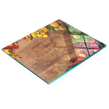 Kaljena staklena daska za kuhanje s ukrasnom grafikom voće povrće 60x52 cm