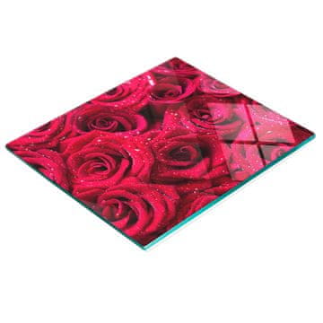 Ukrasna staklena daska za rezanje i posluživanje Kapljice na ružama 60x52 cm