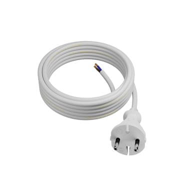 PRIKLJUČNI KABEL S RAVNIM UTIKAČEM 5M 2x1MM2 TIP E BIJELI 16A