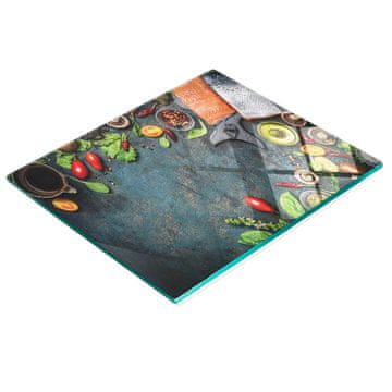 Trajna i elegantna kuhinjska daska sa stakla s uzorkom losos povrće 60x52 cm