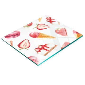 tulup.cz Izdržljiva i elegantna kuhinjska daska od kaljenog stakla s uzorkom deserta 60x52 cm