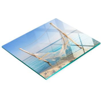 tulup.cz Dekorativna staklena daska za rezanje i posluživanje, viseća mreža uz more 60x52 cm
