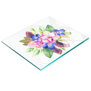 tulup.cz Izdržljiva i elegantna staklena kuhinjska ploča s uzorkom cvjetnog buketa 60x52 cm