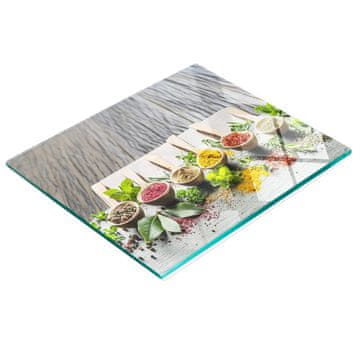 tulup.cz Dekorativna staklena daska za rezanje i posluživanje sa šarenim začinima 60x52 cm