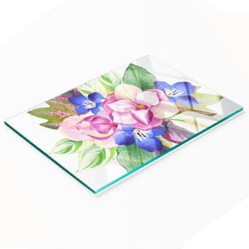 tulup.cz Izdržljiva i elegantna staklena kuhinjska ploča s uzorkom cvjetnog buketa 80x52 cm